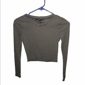 black and white striped crop top